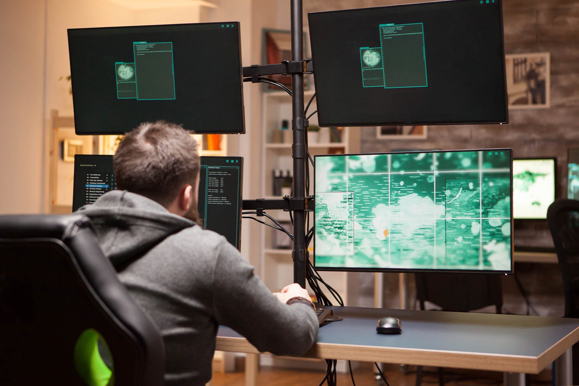 Intelligence analyst reviewing case data